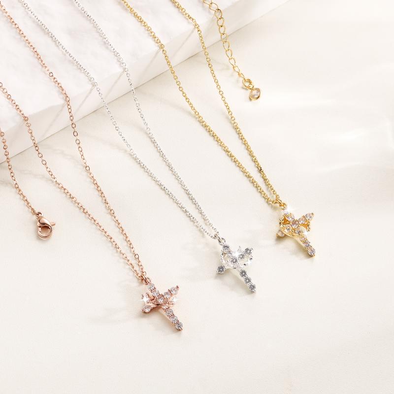 Gold Plated Crown Cross Necklace