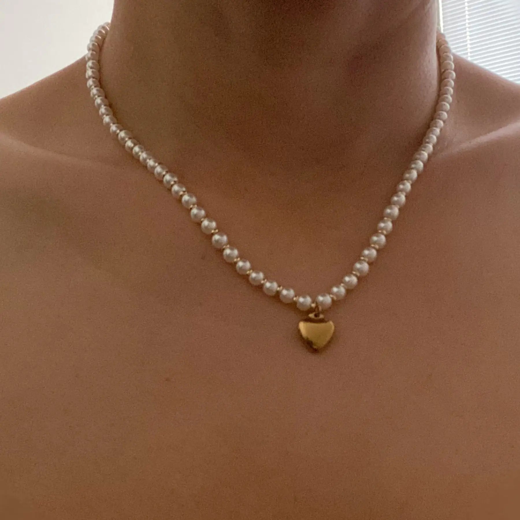 Gold Plated Pearl Bauble Heart Necklace