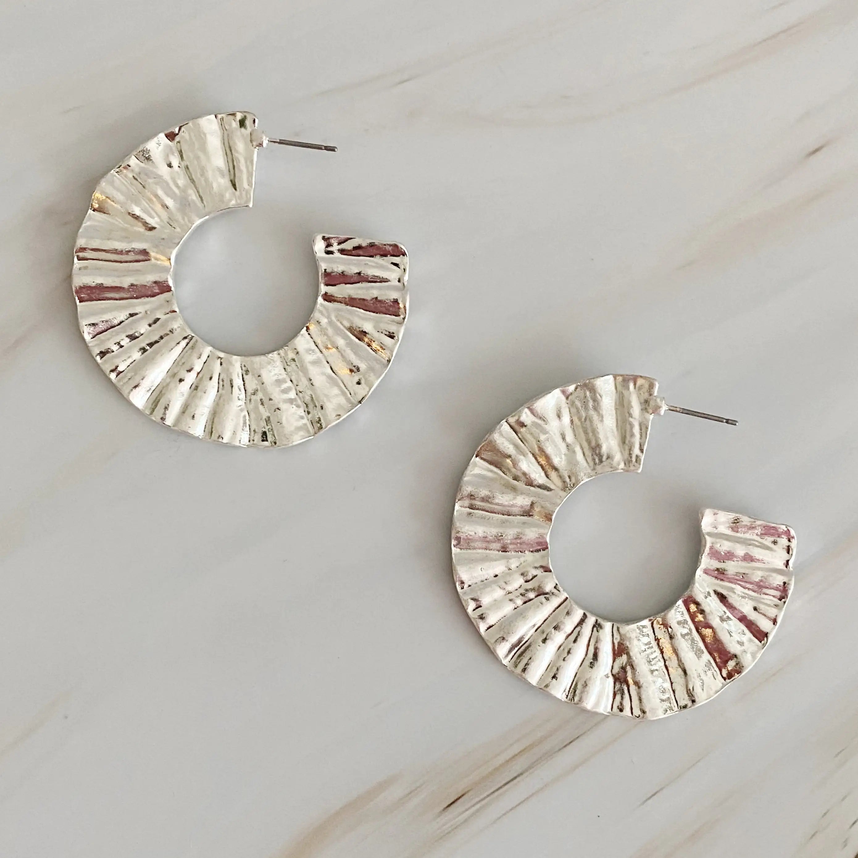 Crinkled Art Hoop Earrings