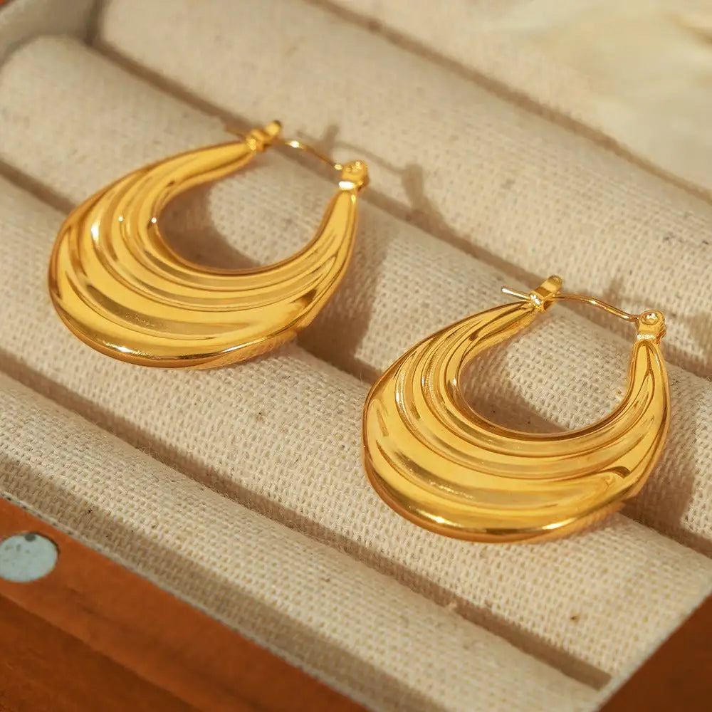 18K Gold Plated Crescent Earrings - Gold & Silver