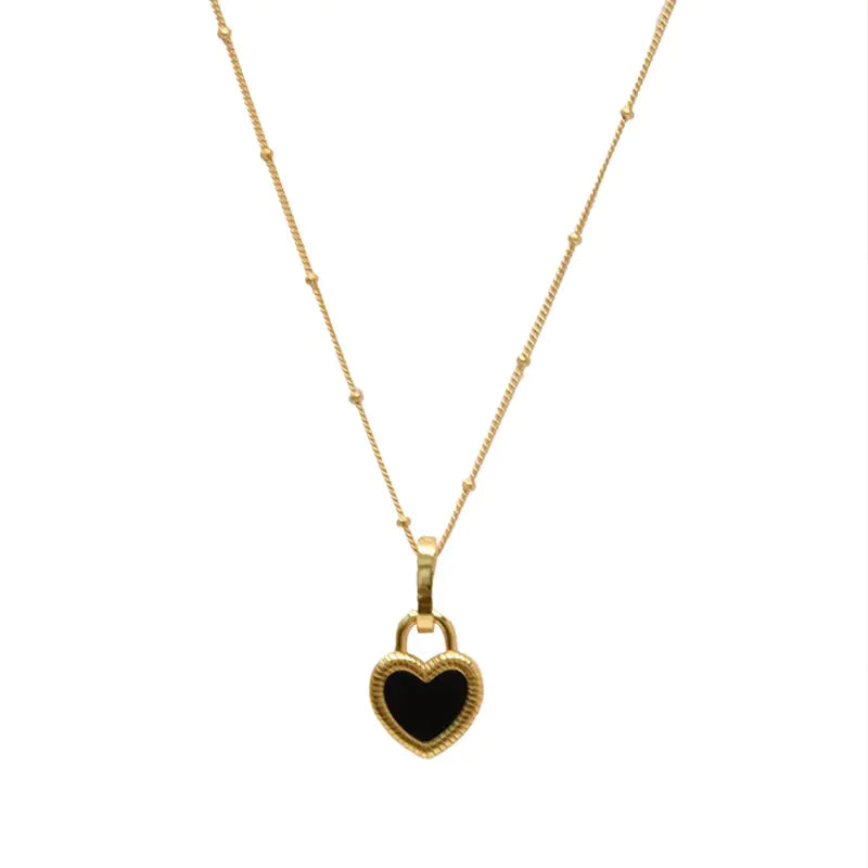 Gold Plated Double-Sided Heart Pendant Necklace