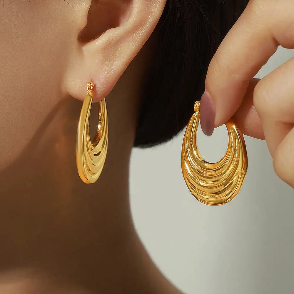 18K Gold Plated Crescent Earrings - Gold & Silver