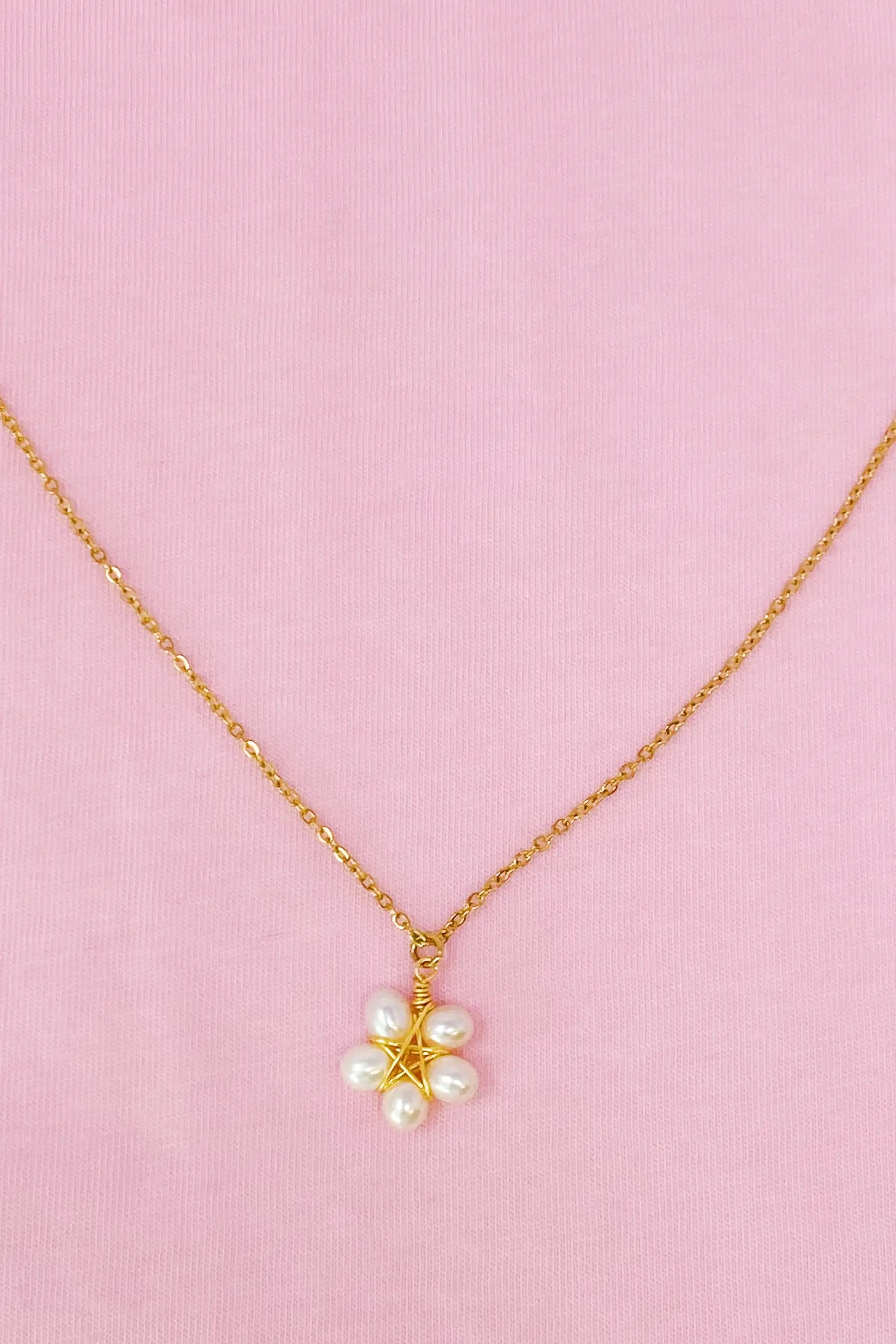 Gold Plated Pearl Pendant Necklace