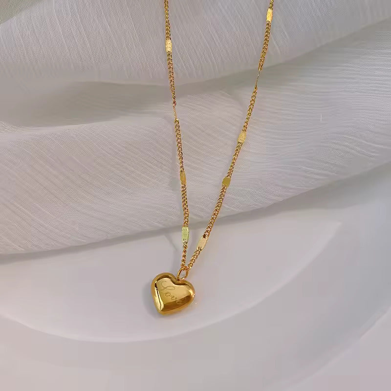 Gold Plated Vintage Love Heart Pendant Necklace