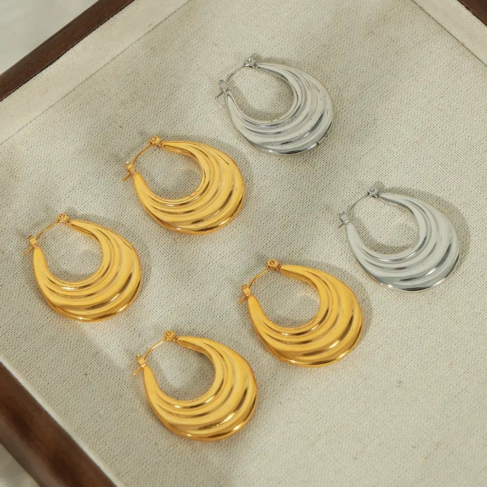 18K Gold Plated Crescent Earrings - Gold & Silver