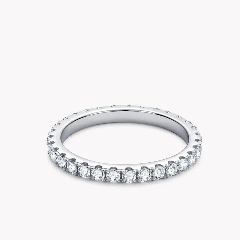 925 Sterling Silver 2MM Moissanite Row Ring