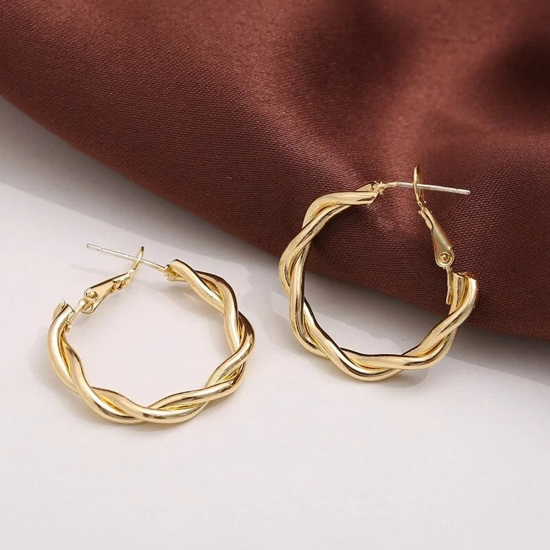 Gold Plated Twisted Hoop Earrings