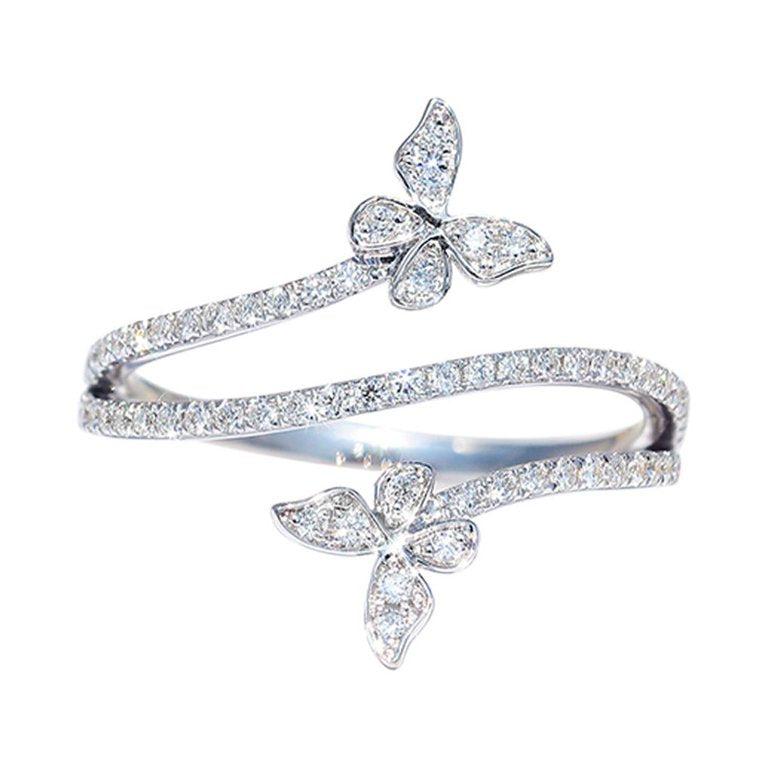 925 Sterling Silver Double Butterfly Ring