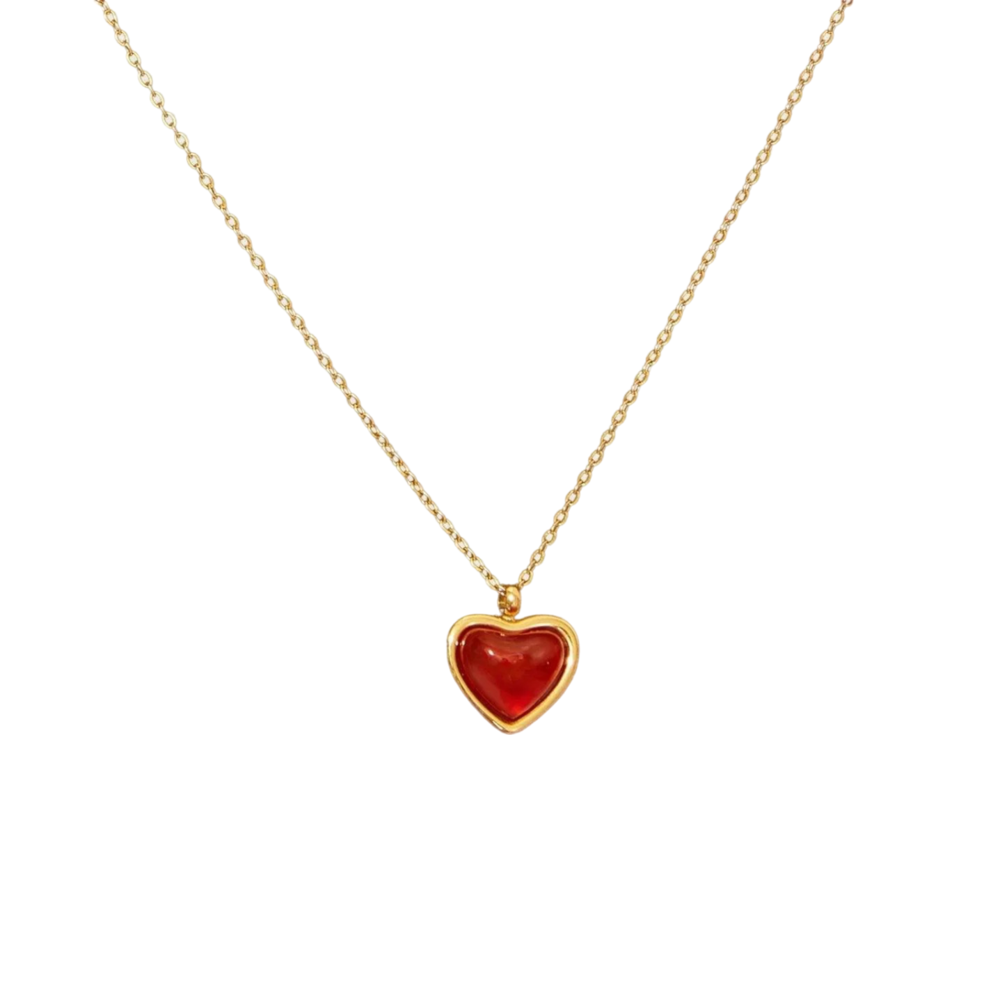 18K Gold Plated Red Agate Love Pendant Necklace