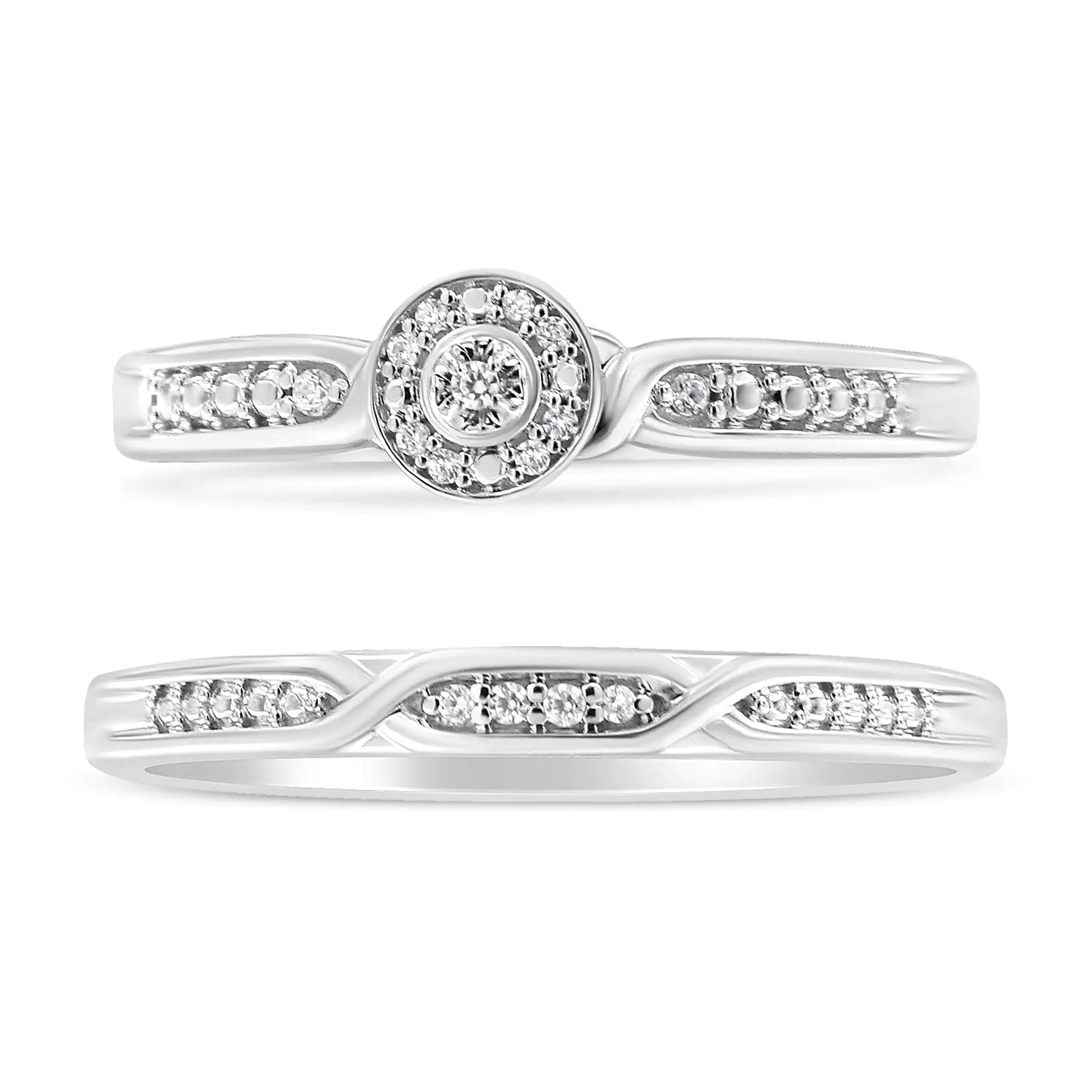 925 Sterling Silver Diamond Accent Twist Ring